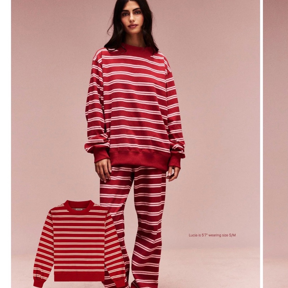 Parke Red and White Striped Sweatshirt